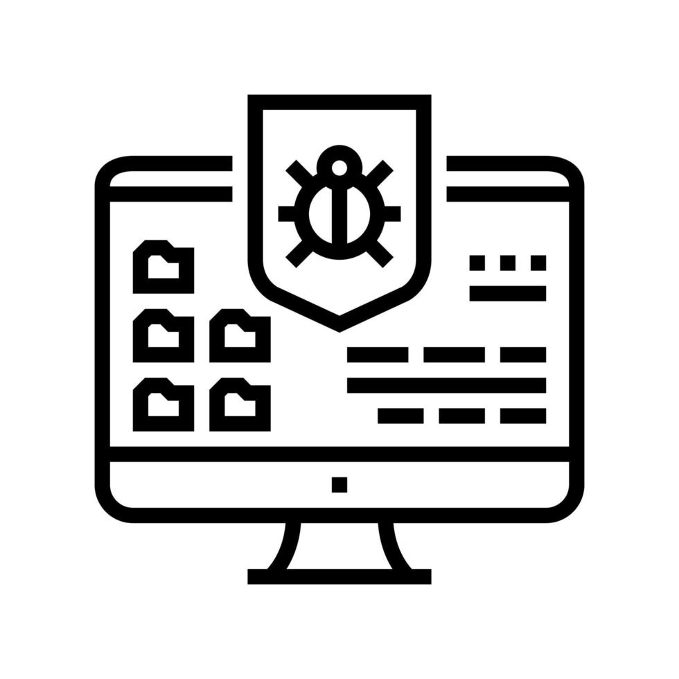 anti-virus computer protect line icon vector illustration