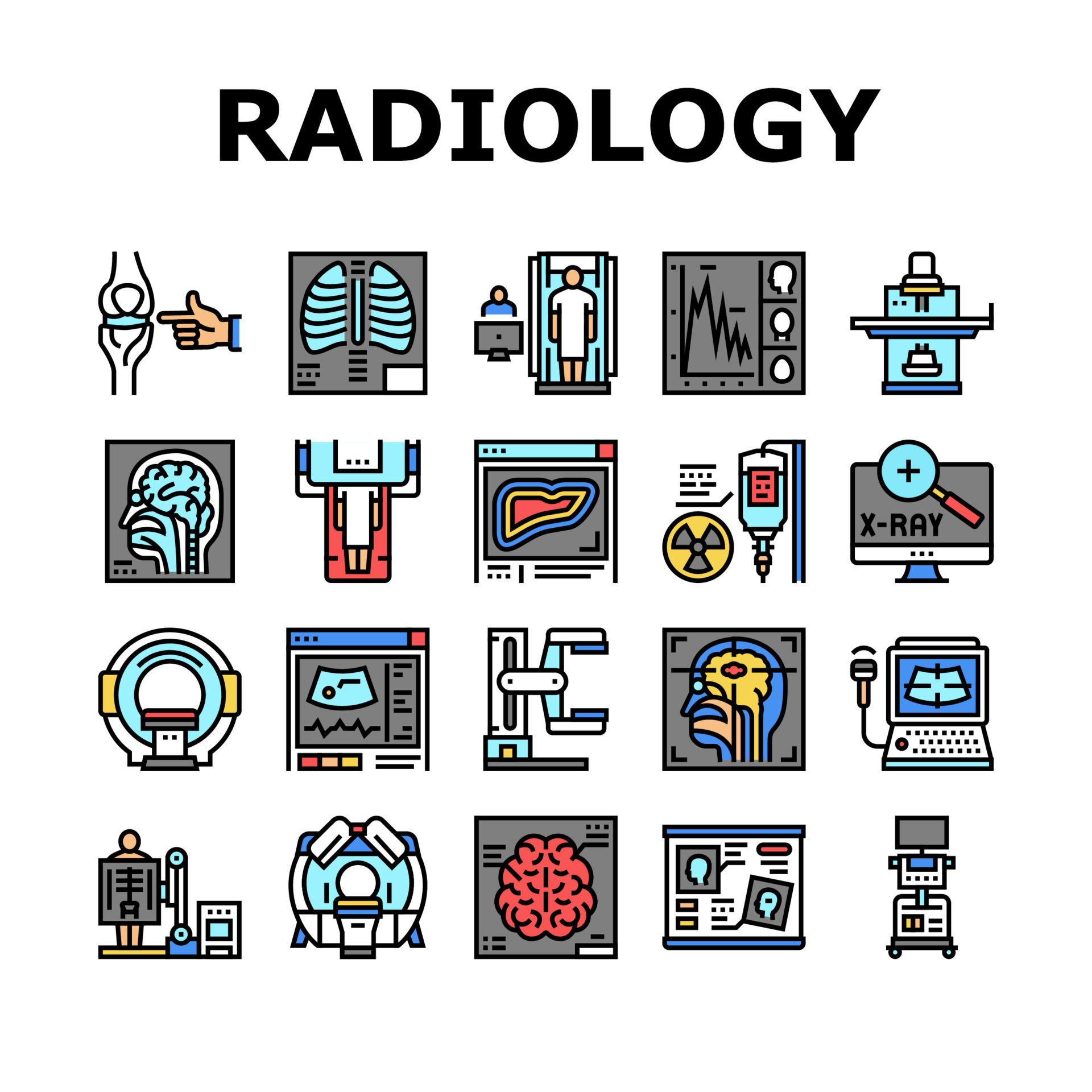Radiology Equipment Collection Icons Set Vector Illustration 18781512