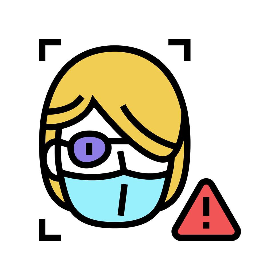 non-recognition face id because of eye patch and facial mask color icon vector illustration