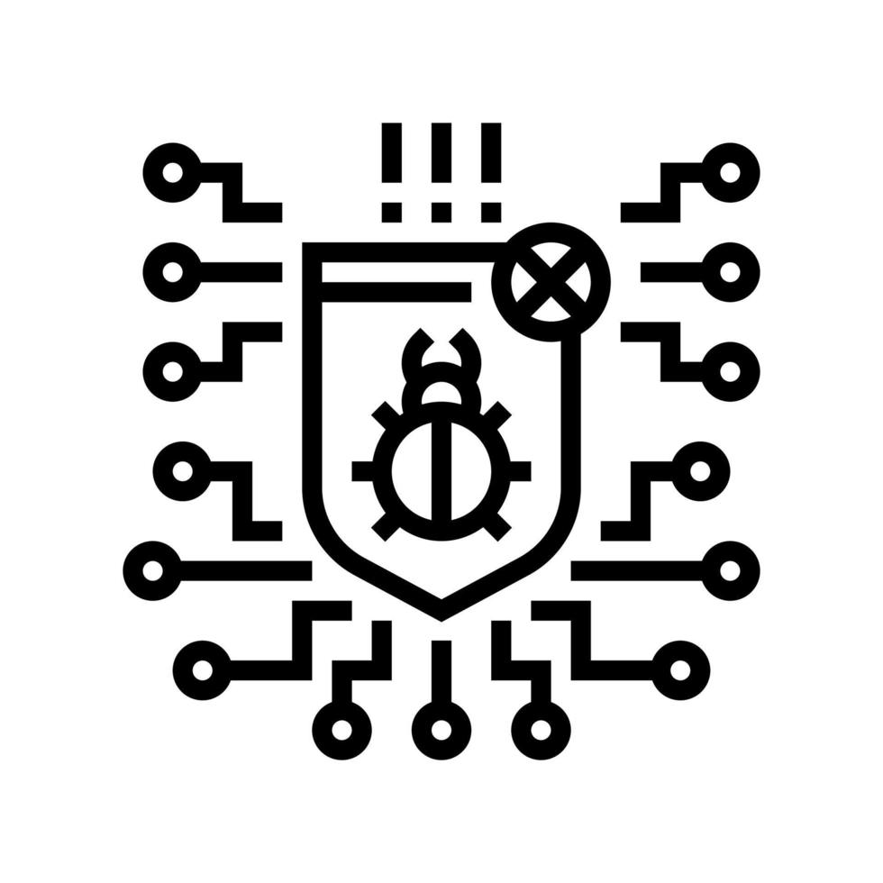 computer protection program anti-virus line icon vector illustration