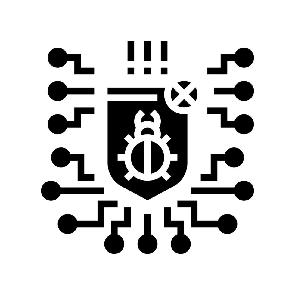 computer protection program anti-virus glyph icon vector illustration