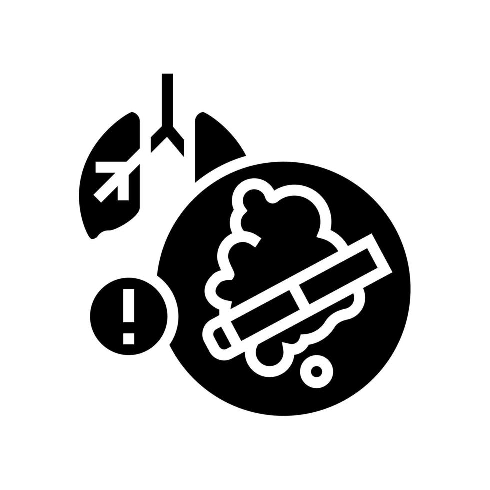 cigarette smoke lungs cancer glyph icon vector illustration