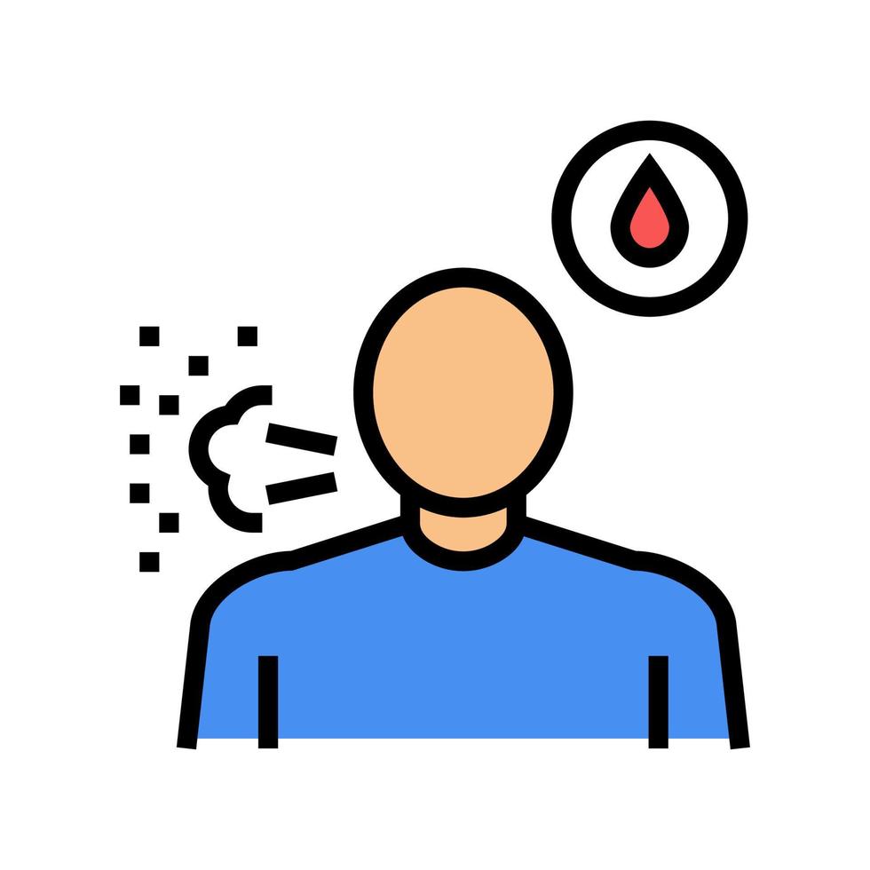 dry cough with blood color icon vector illustration