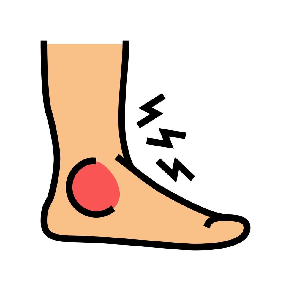 pie gota dolor síntoma color icono vector ilustración
