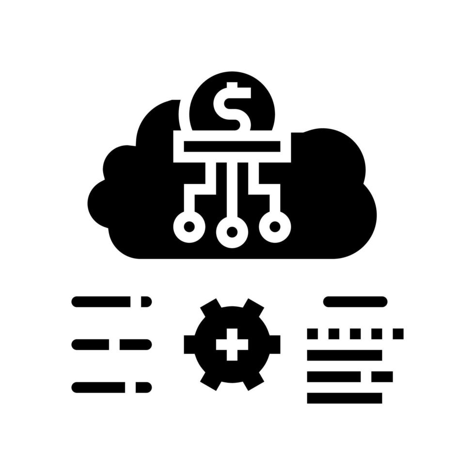empresa de investigación de costos y procesamiento de ilustración de vector de icono de glifo