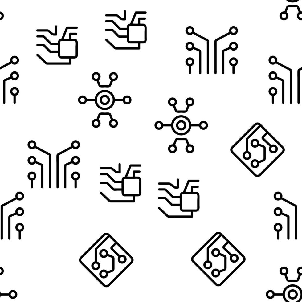 Circuit Computer Chip Vector Seamless Pattern