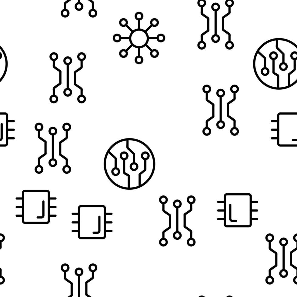 Circuit Computer Chip Vector Seamless Pattern