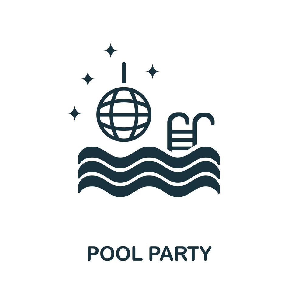 icono de fiesta en la piscina. ilustración simple de la colección del club nocturno. icono creativo de fiesta en la piscina para diseño web, plantillas, infografías y más vector