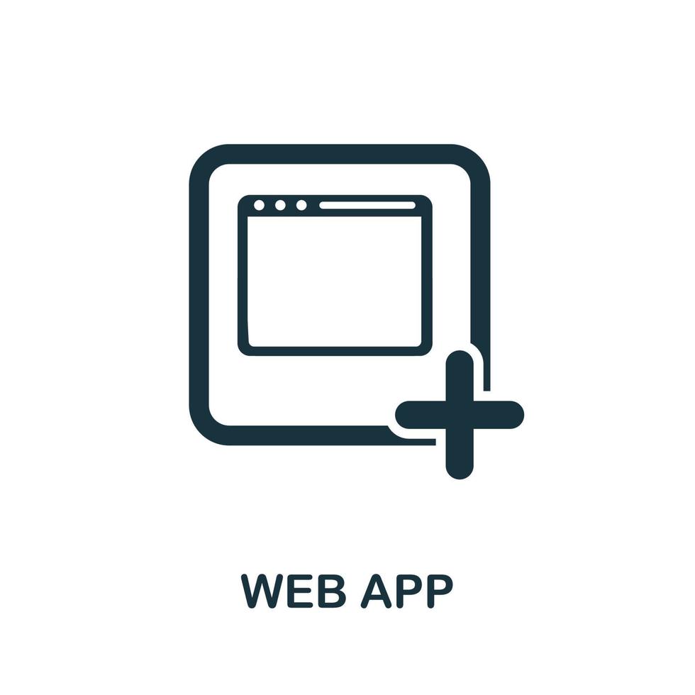 Web App icon from mobile app development collection. Simple line Web App icon for templates, web design and infographics vector