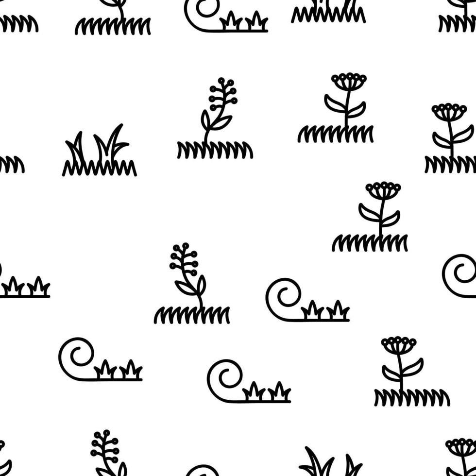 Grass Meadow Plant Vector Seamless Pattern