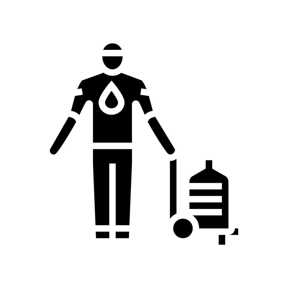 deliveryman delivering water glyph icon vector illustration