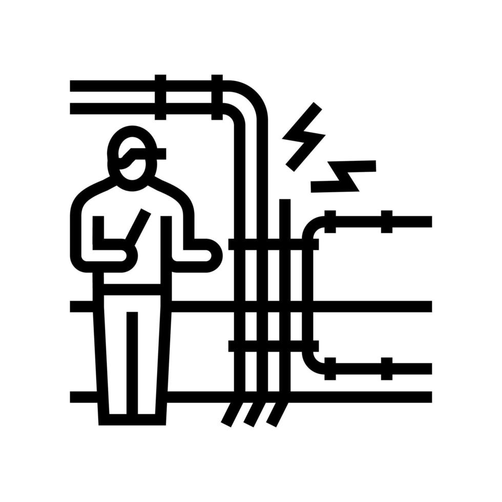 ilustración de vector de icono de línea de búsqueda de fallas eléctricas