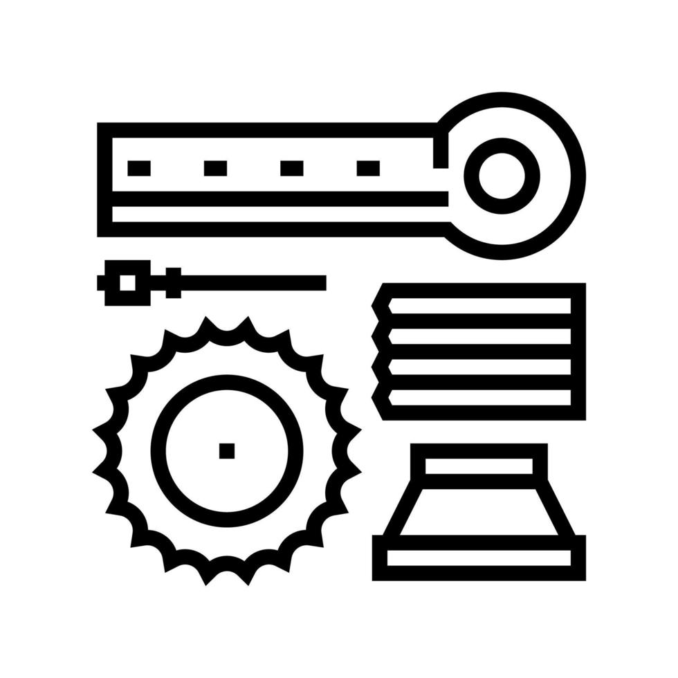 manipulación de materiales y piezas de repuesto de la trituradora línea icono vector ilustración
