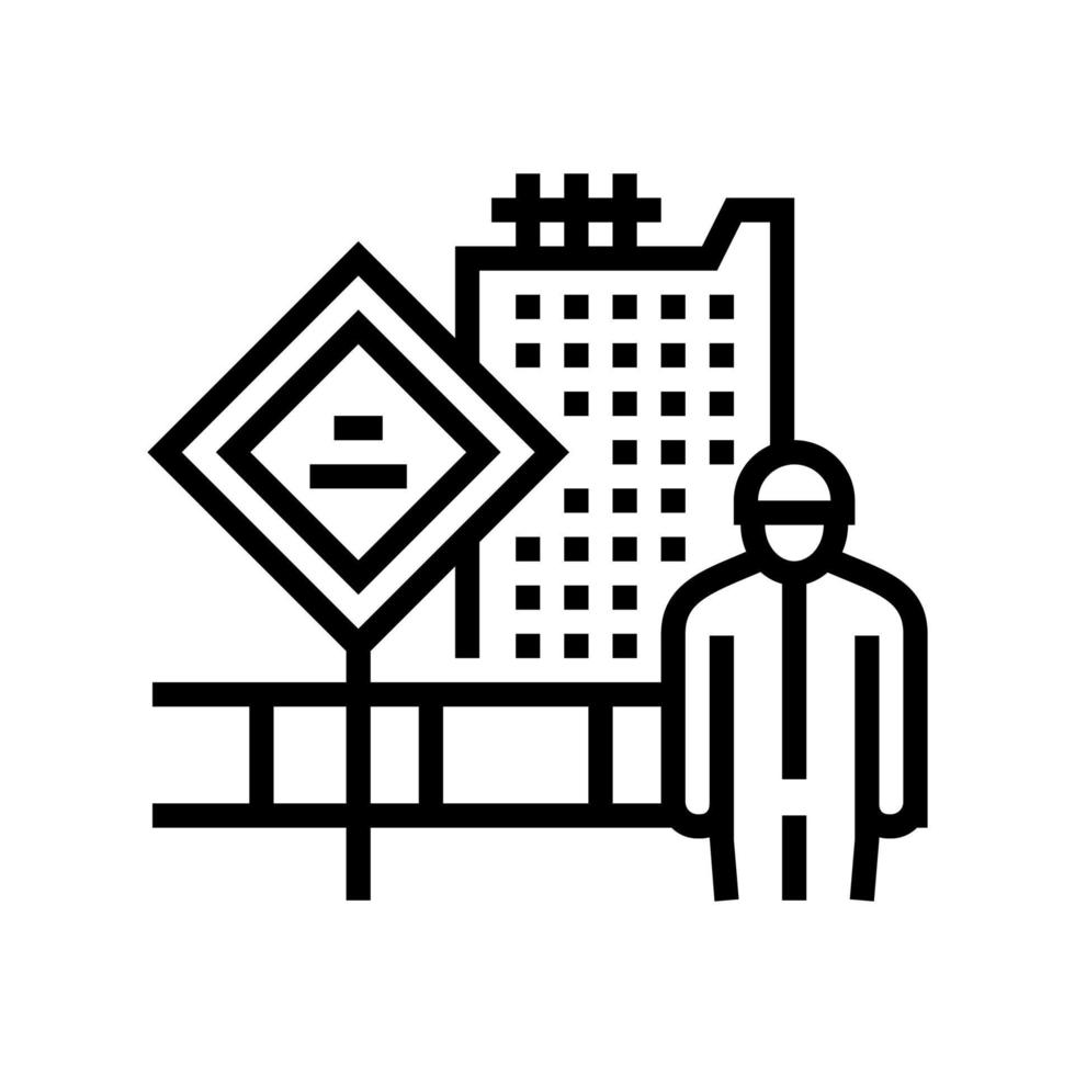 engineer on construction yard line icon vector illustration