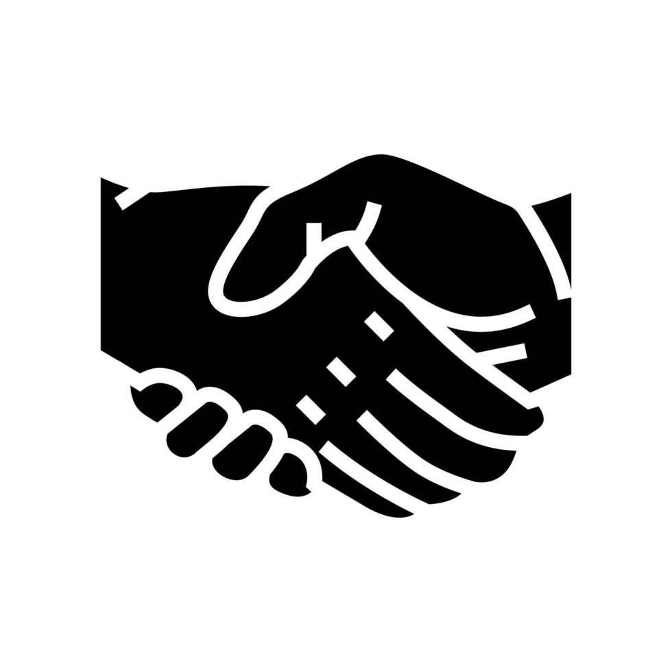 handshake with hand glyph icon vector illustration