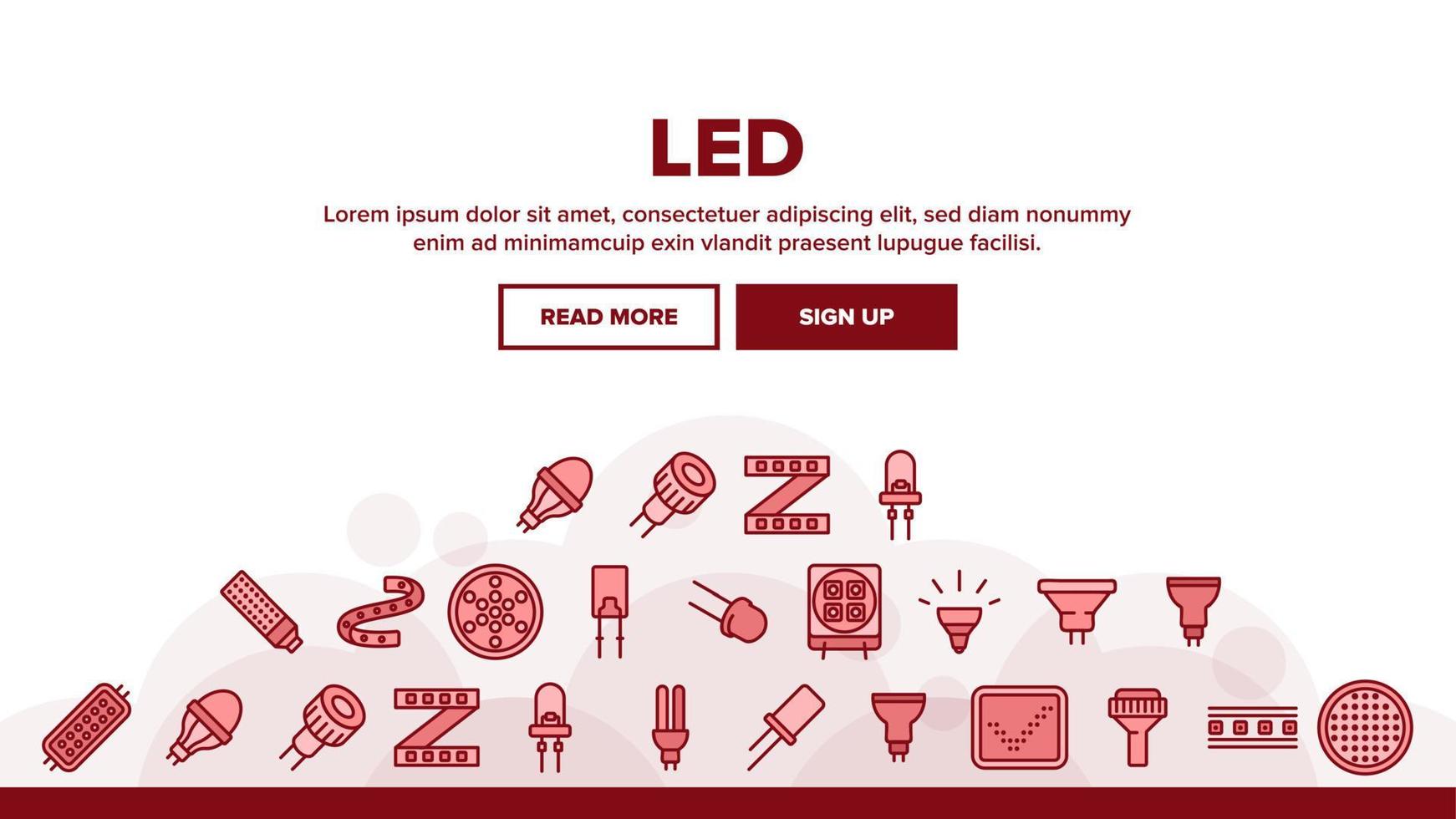 Led Lamp Equipment Landing Header Vector