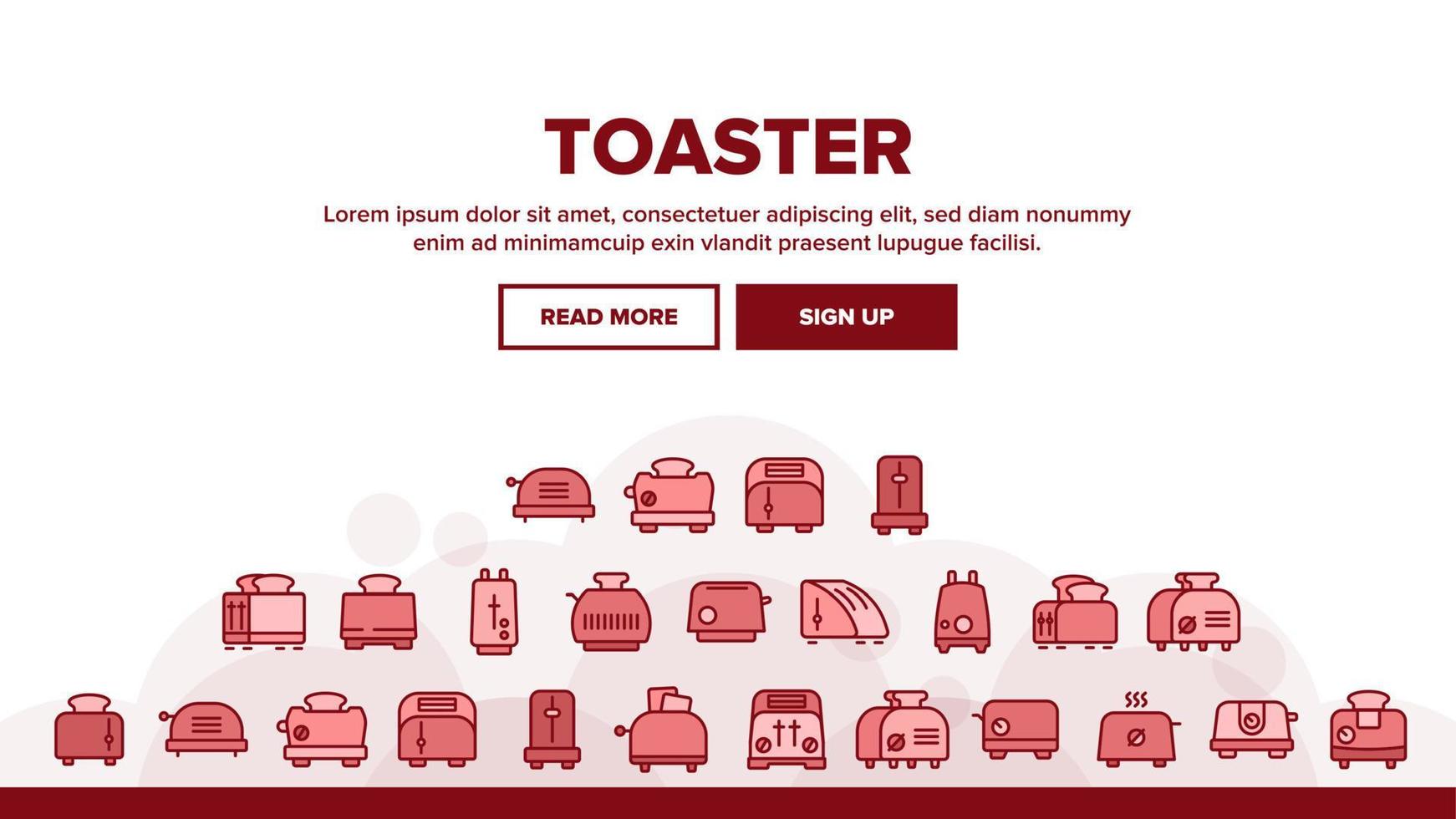 Toaster Kitchen Tool Landing Header Vector