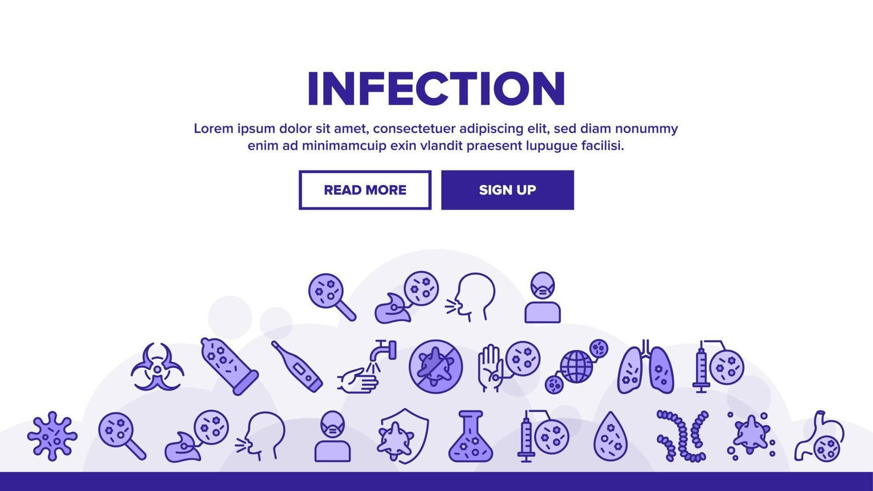 vector de encabezado de aterrizaje de infección y enfermedad