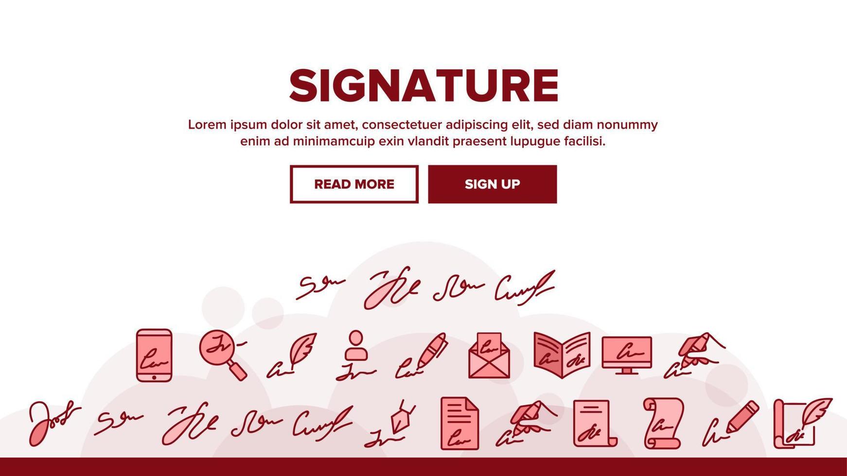 Signature Signing Landing Header Vector