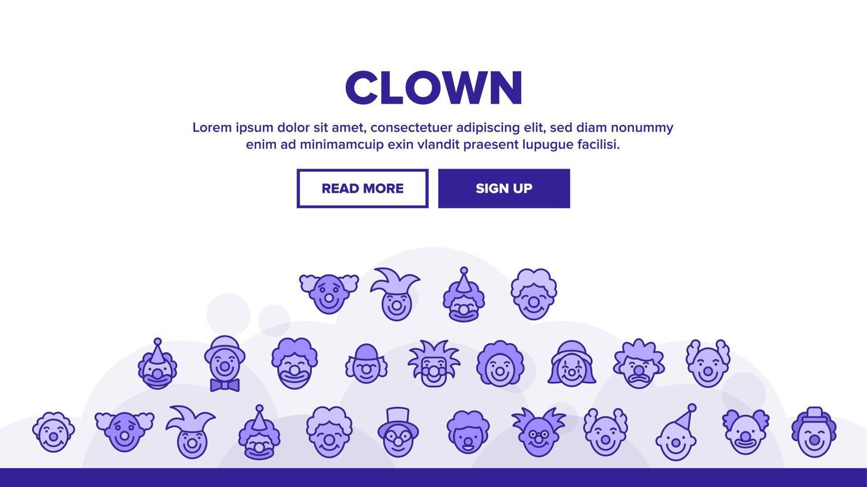 Clown Circus Character Landing Header Vector