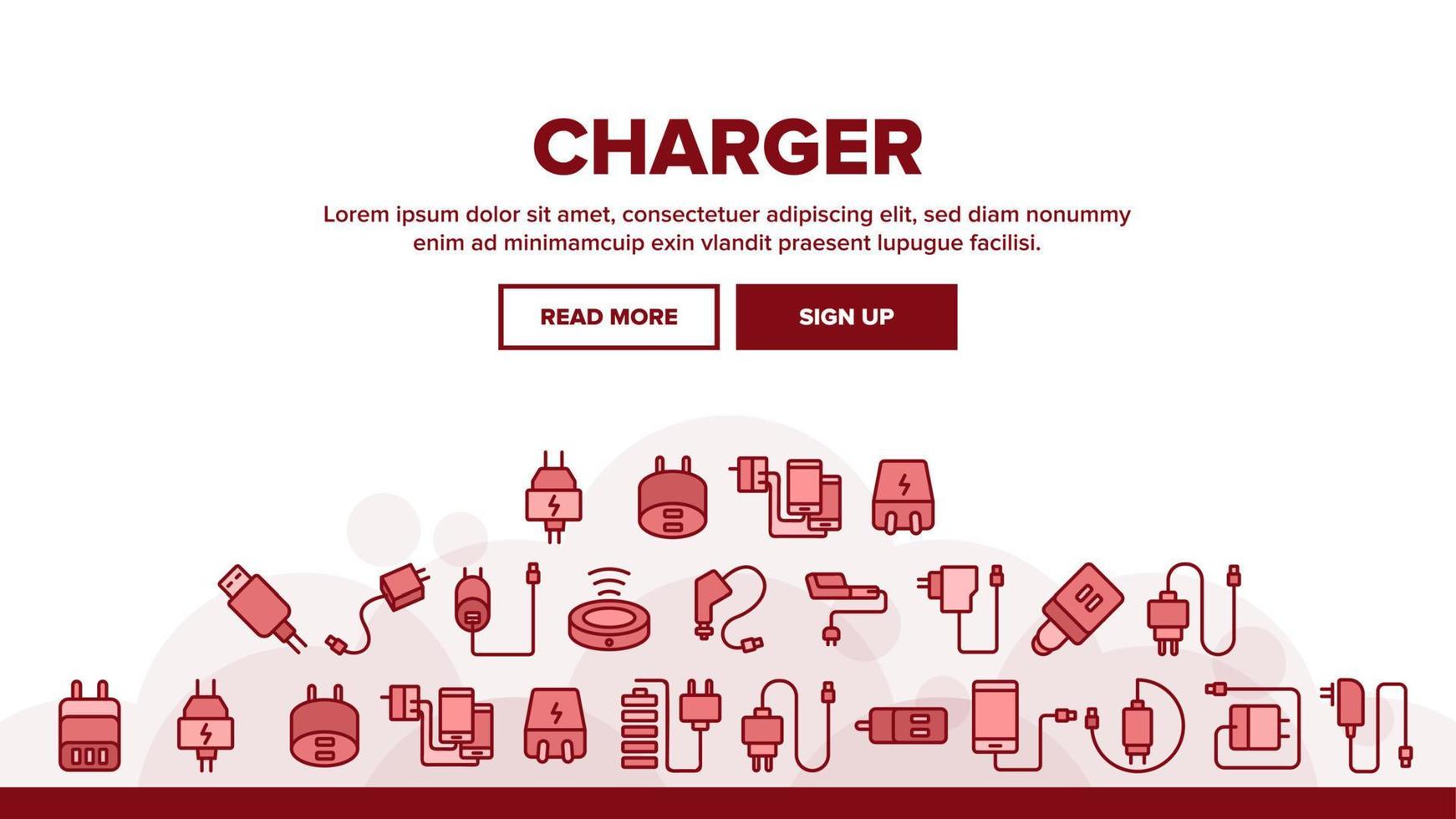 Charger Energy Device Landing Header Vector