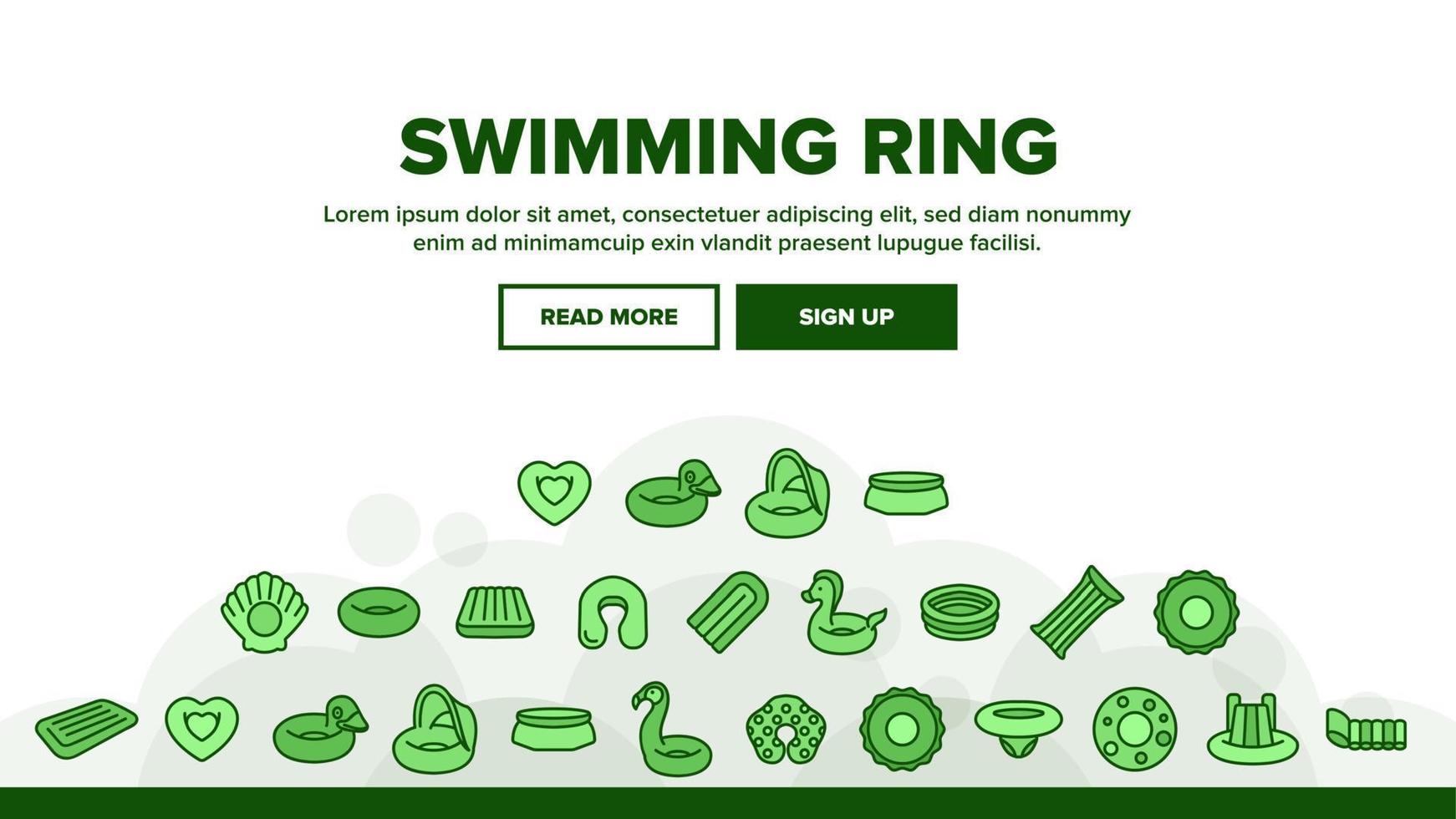 Swimming Ring And Pool Landing Header Vector