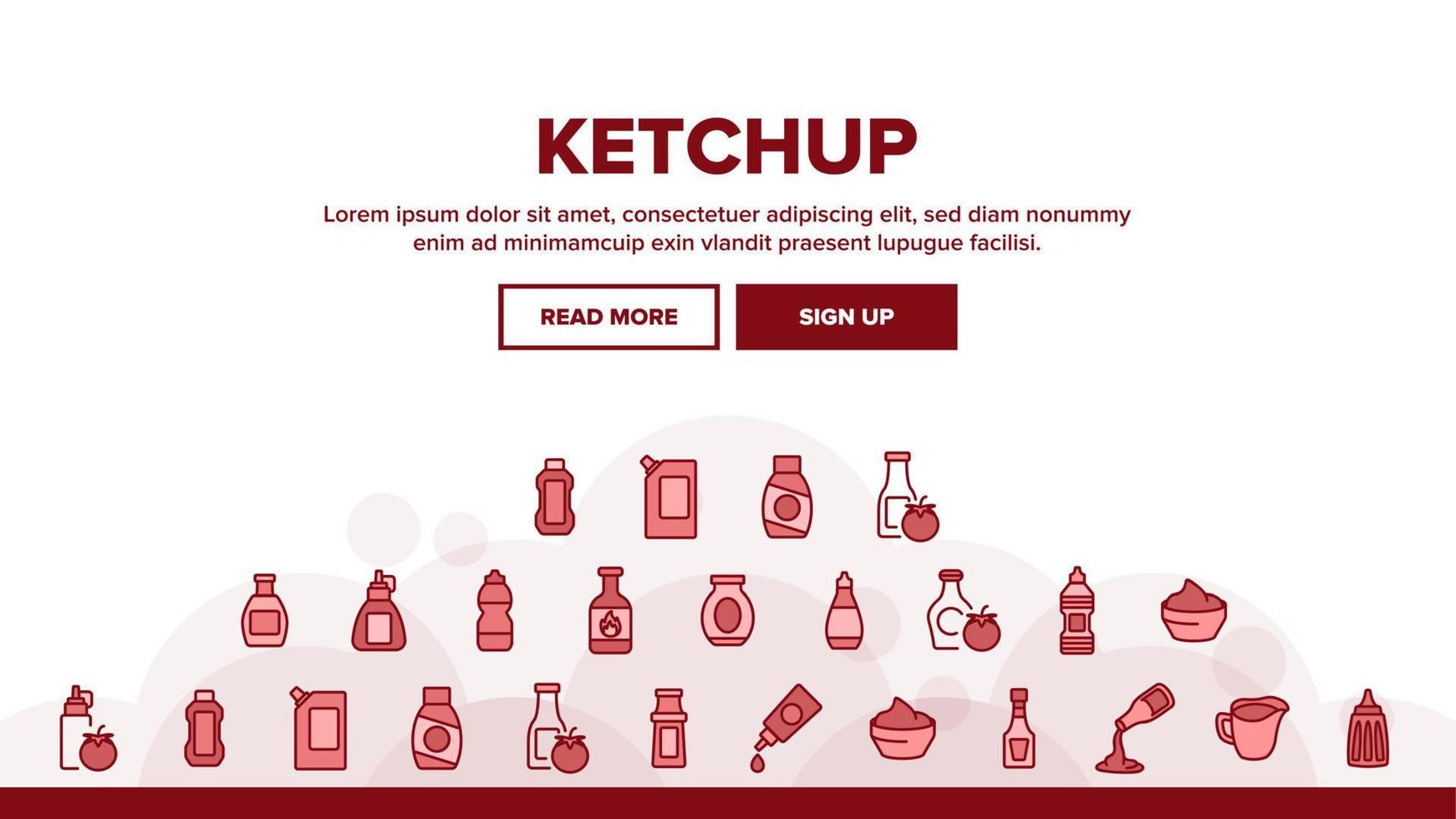 Ketchup Tomato Sauce Landing Header Vector