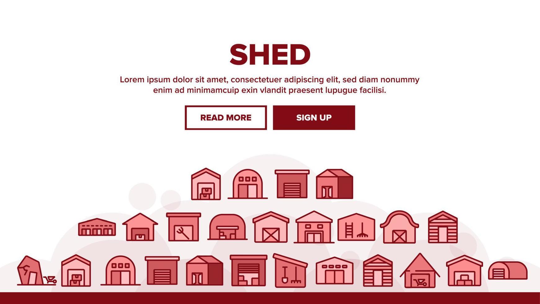 Shed Construction Landing Header Vector