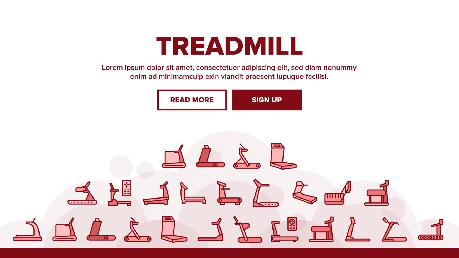 Treadmill Sportive Landing Header Vector