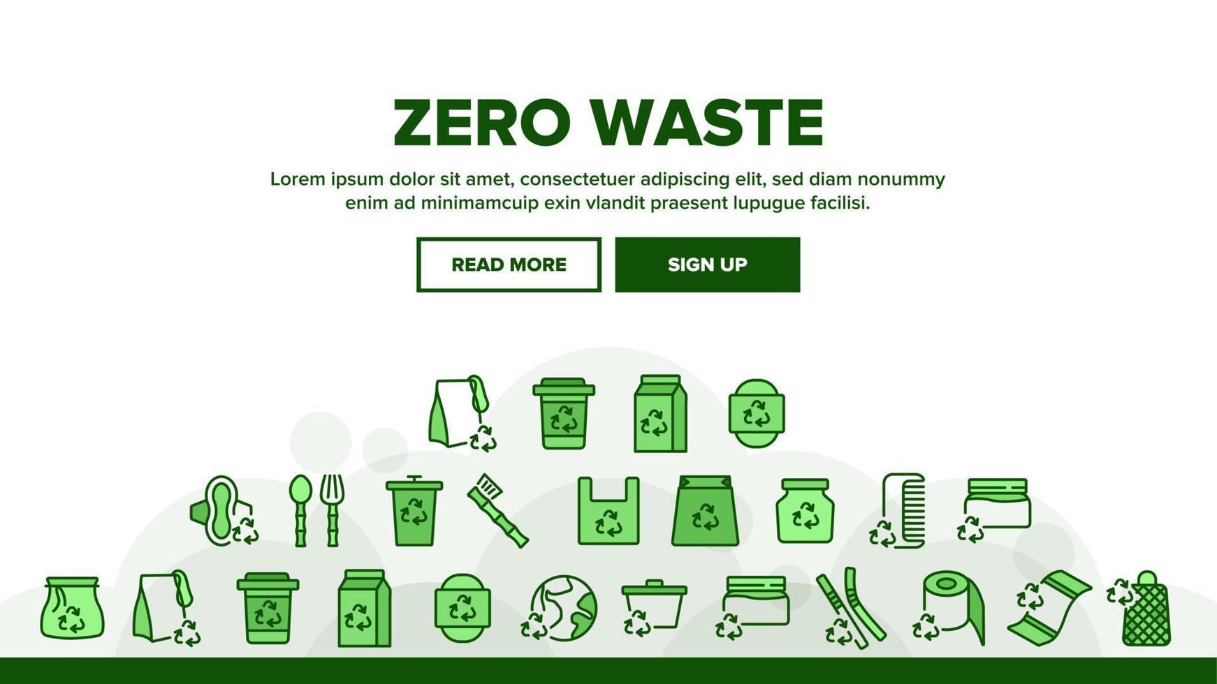 Zero Waste Reusable Landing Header Vector