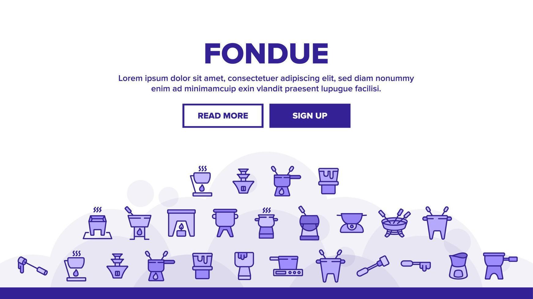 Fondue Pot Equipment Landing Header Vector