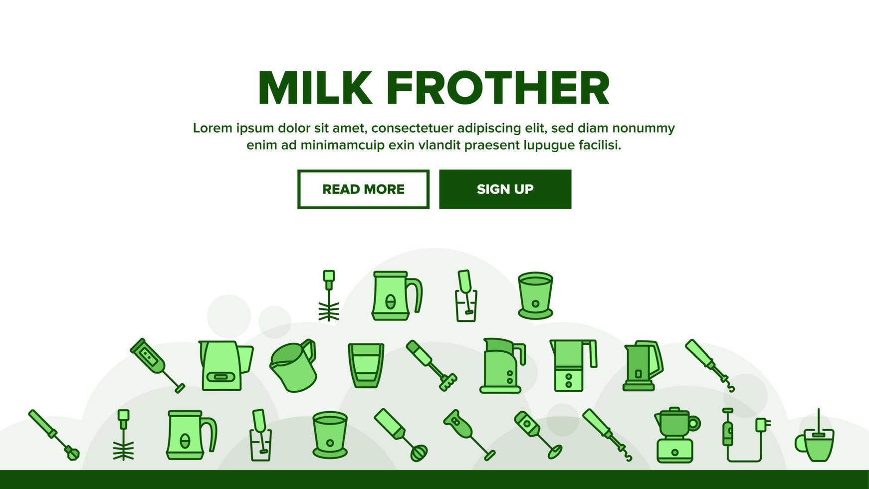 Milk Frother Device Landing Header Vector