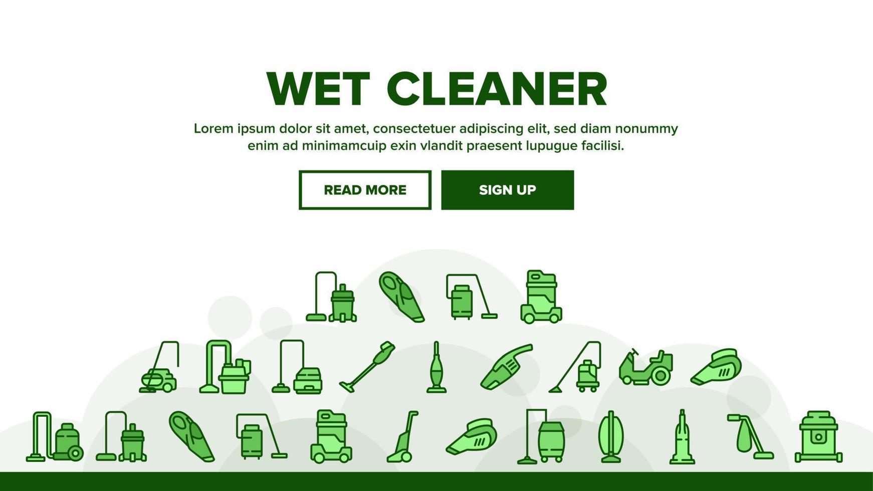 Wet Vacuum Cleaner Landing Header Vector