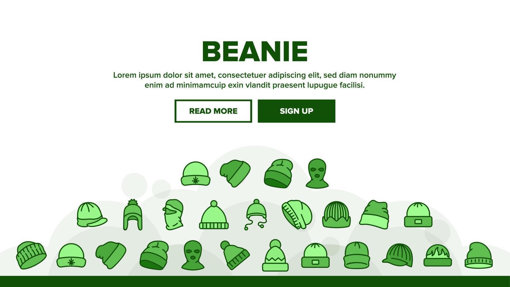 Beanie Seasonal Hat Landing Header Vector