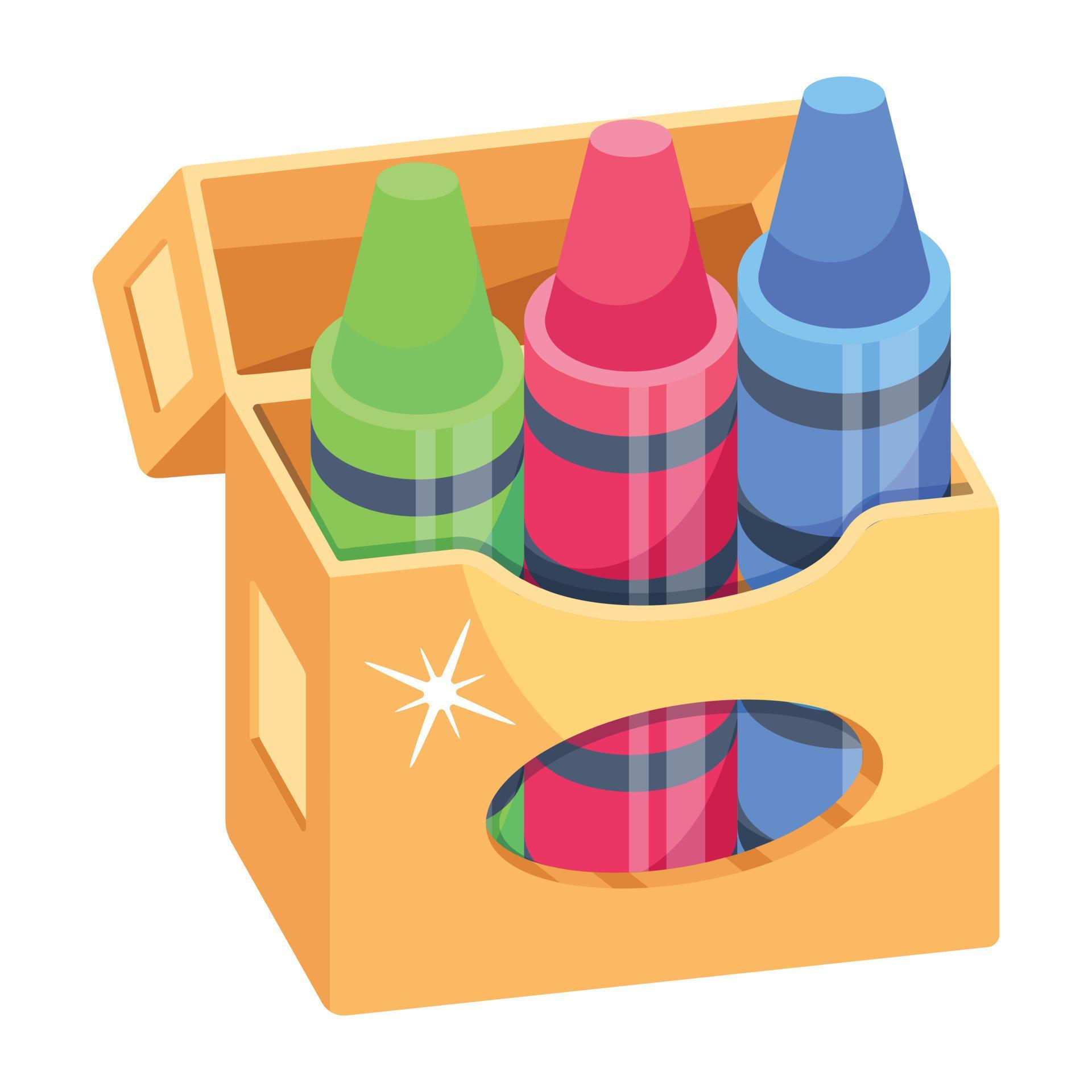 Trendy Crayons Box 18782678 Vector Art at Vecteezy