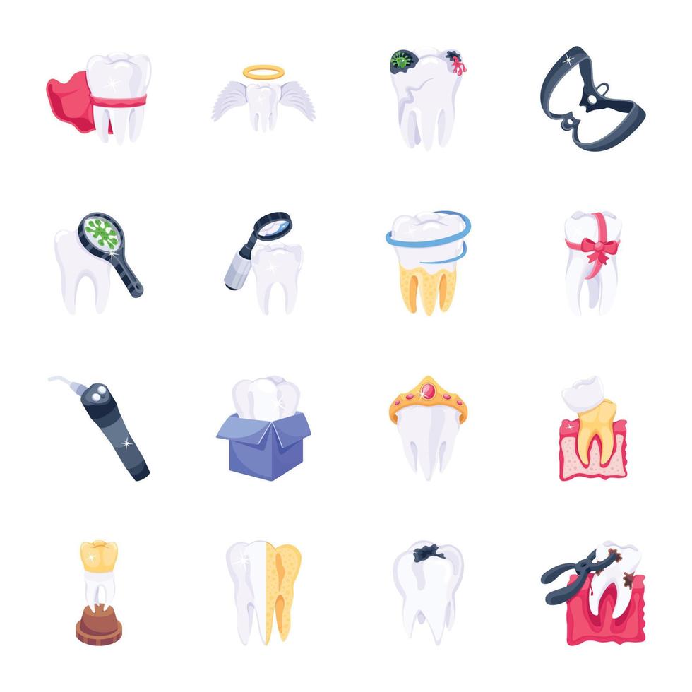 Set of Stomatology 2D Icons vector