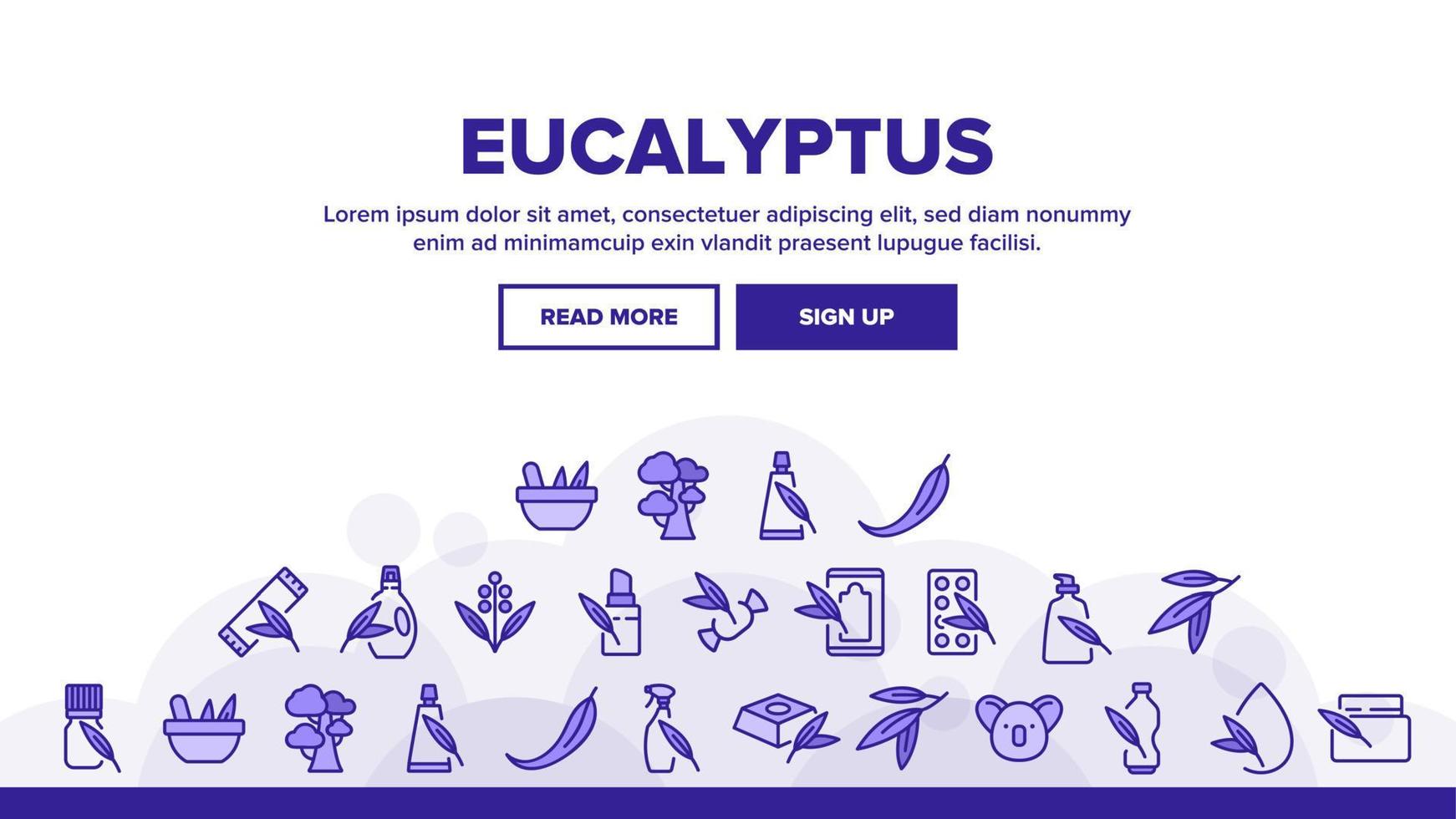 Eucalyptus Herbal Leaf Landing Header Vector