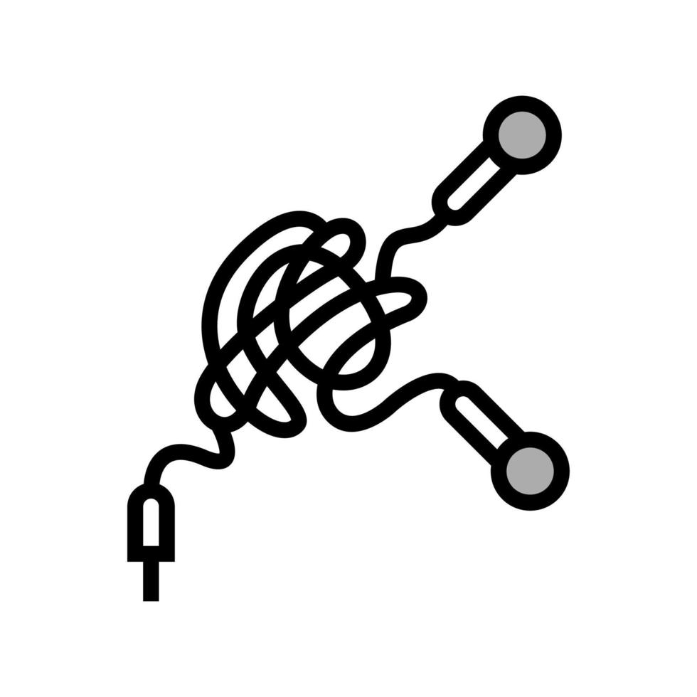 enredo auricular cable color icono vector ilustración