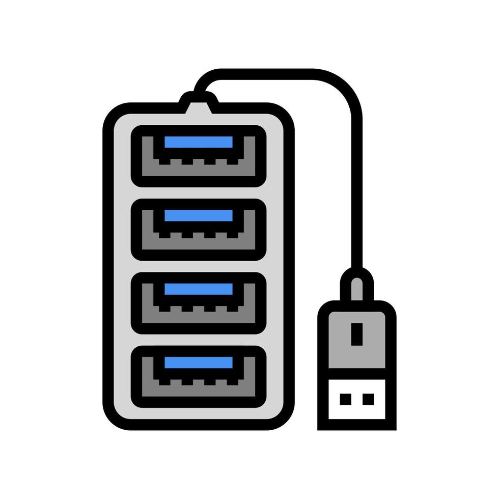 concentrador usb color icono vector ilustración