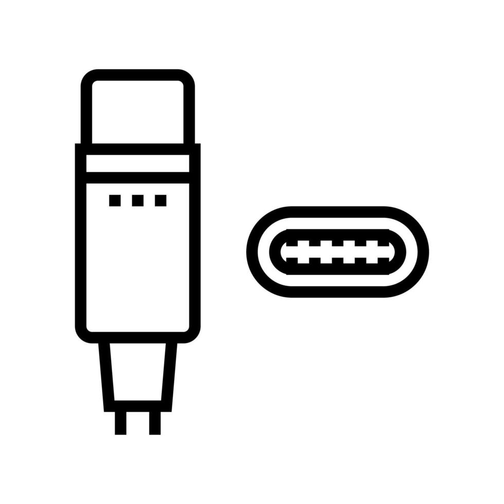 usb tipo c línea icono vector ilustración