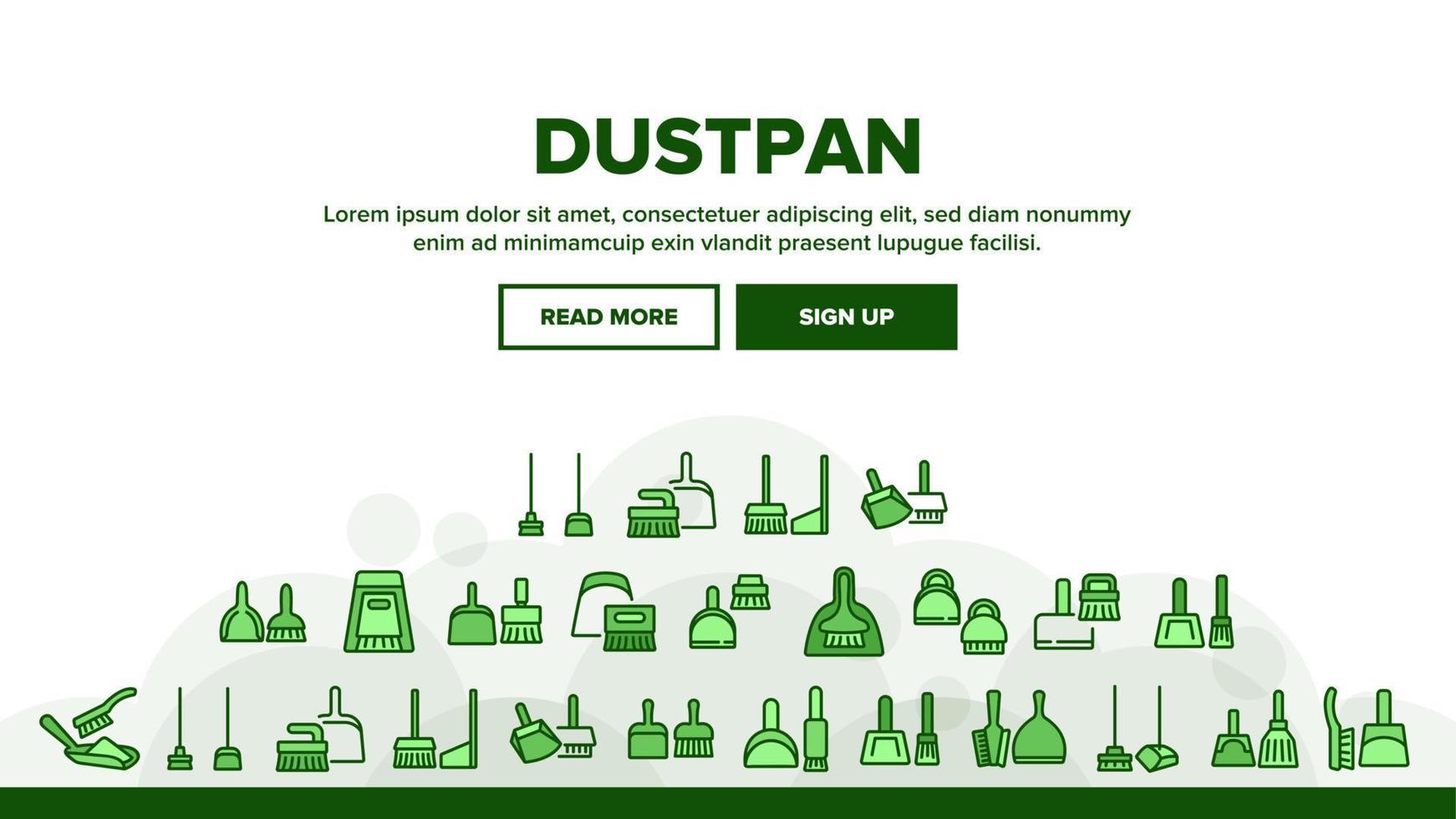 Dustpan And Brush Tool Landing Header Vector