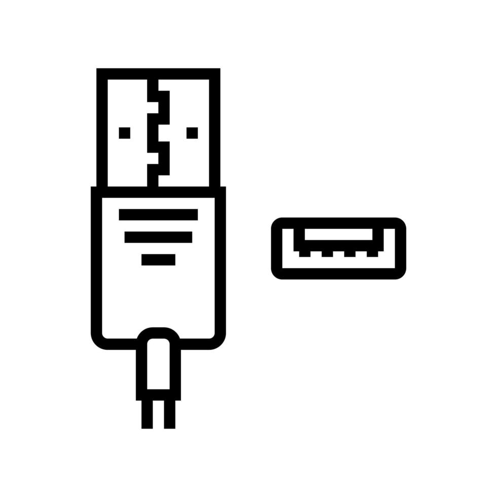 usb type a line icon vector illustration