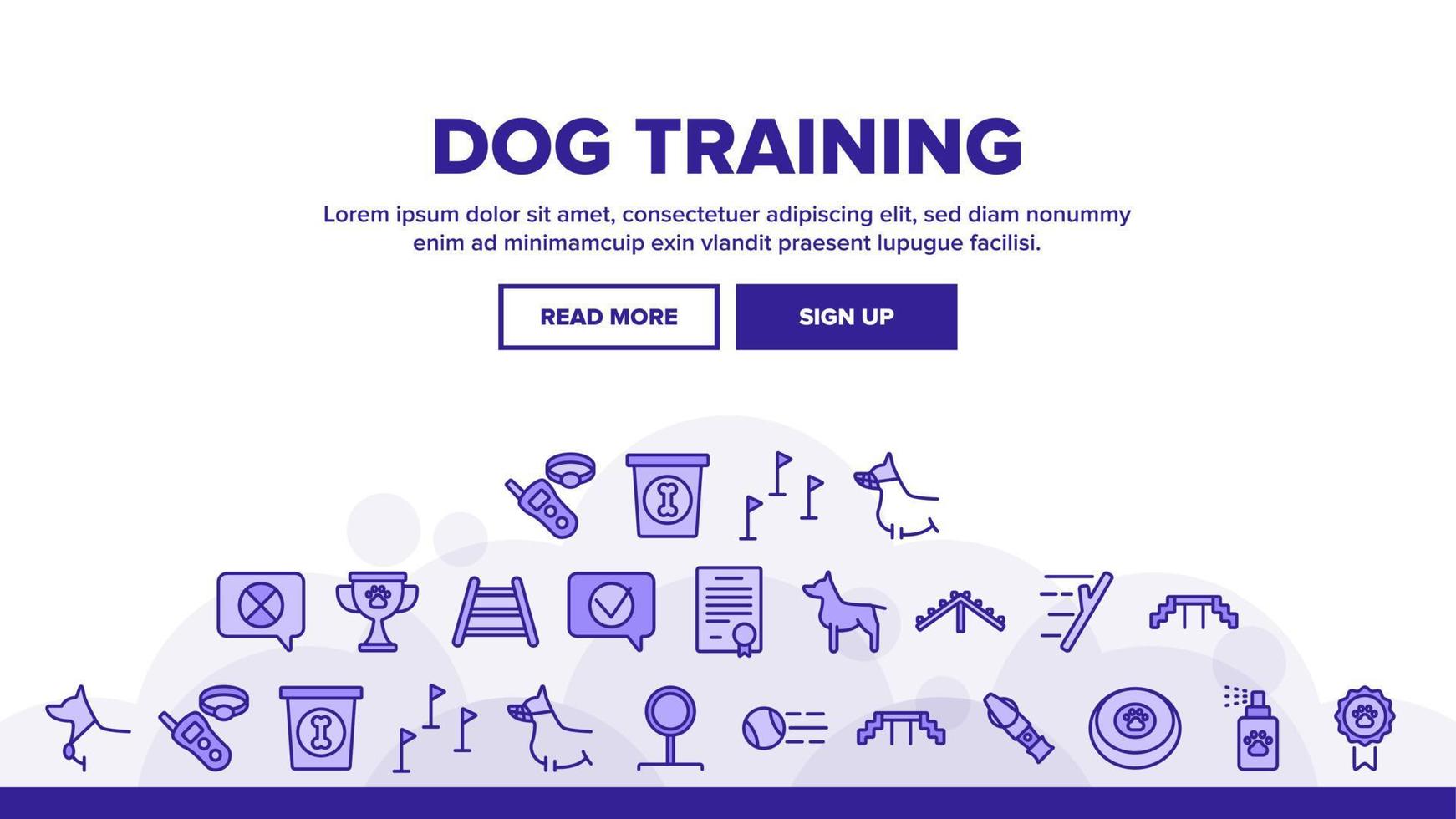 Dog Training Equipment Landing Header Vector