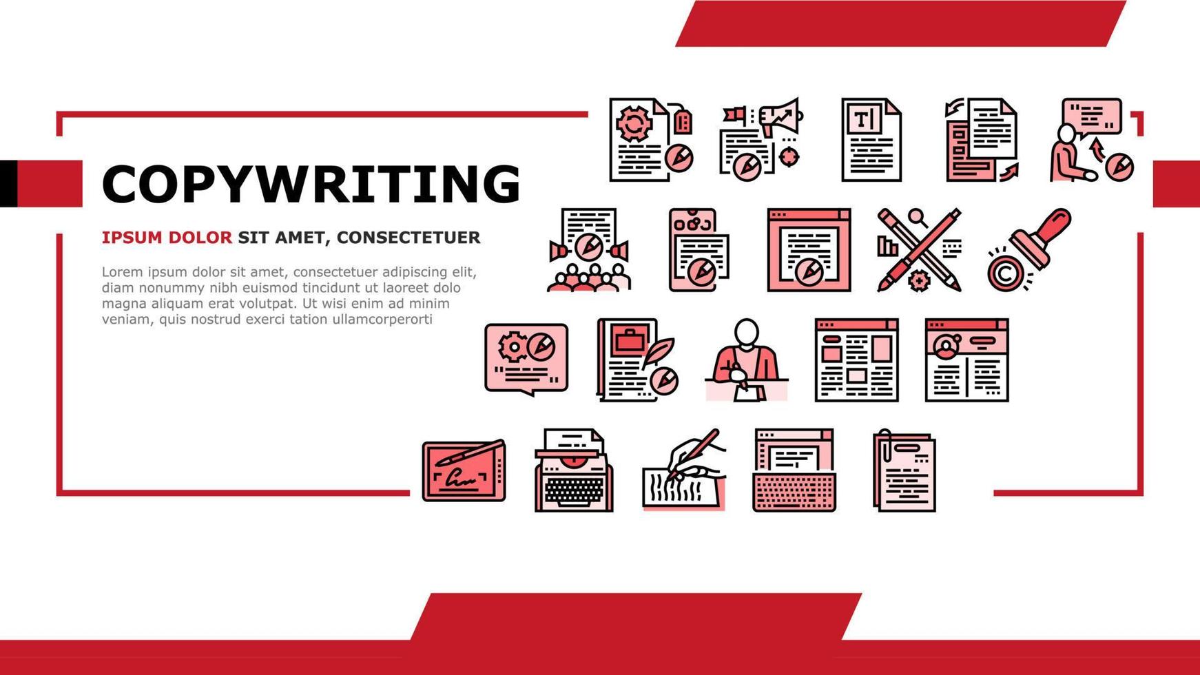 Copywriting Content Strategy Landing Header Vector