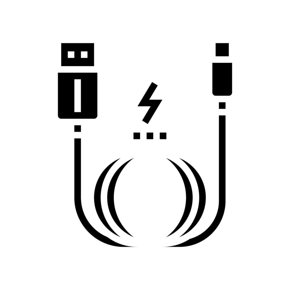 ilustración de vector de icono de glifo de cable de carga