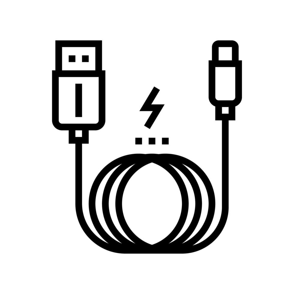 ilustración de vector de icono de línea de cable de carga