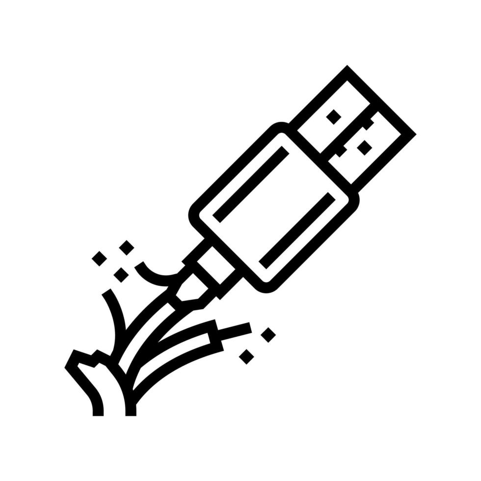 broken cable usb line icon vector illustration