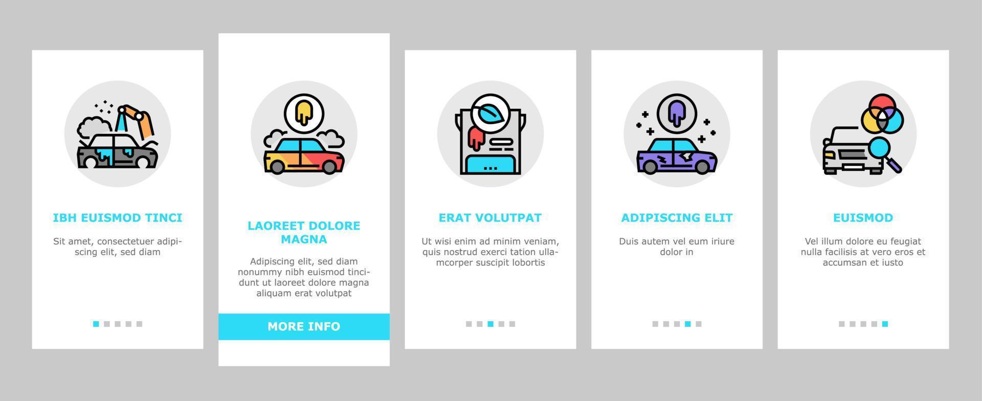 Car Painting Service Onboarding Icons Set Vector