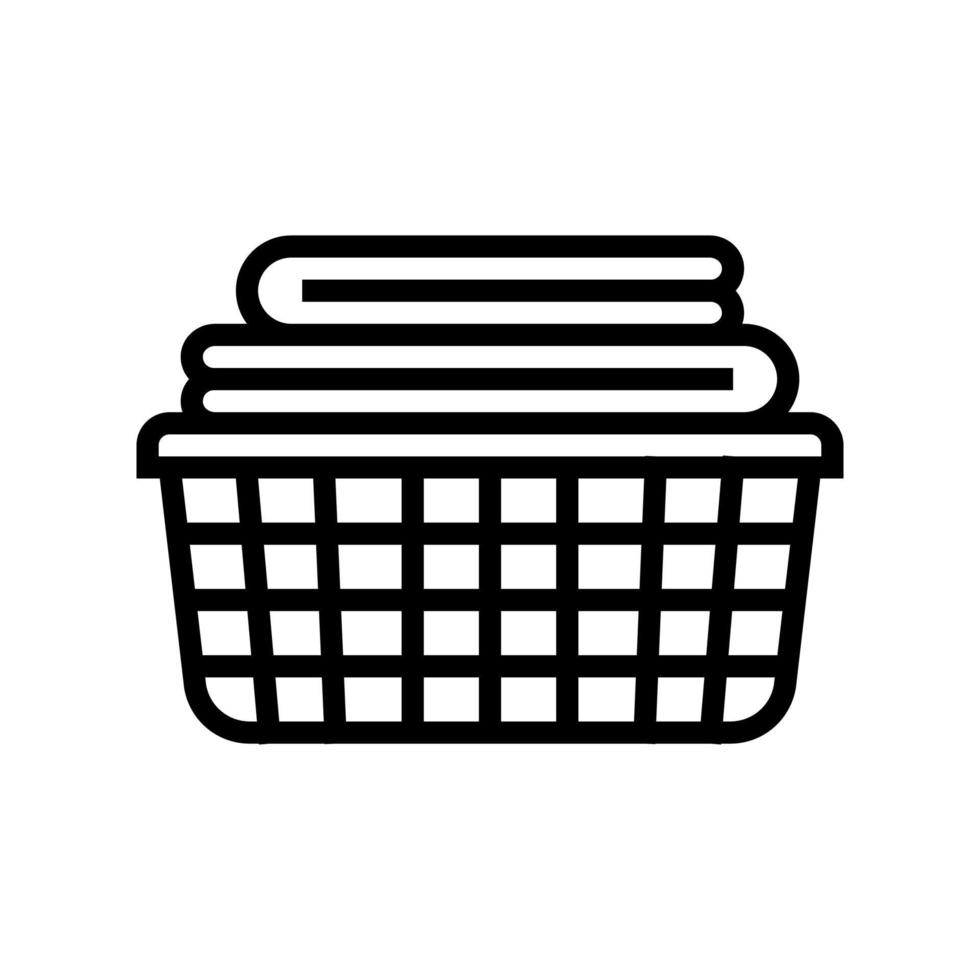 washed clean fabric clothes in basket line icon vector illustration