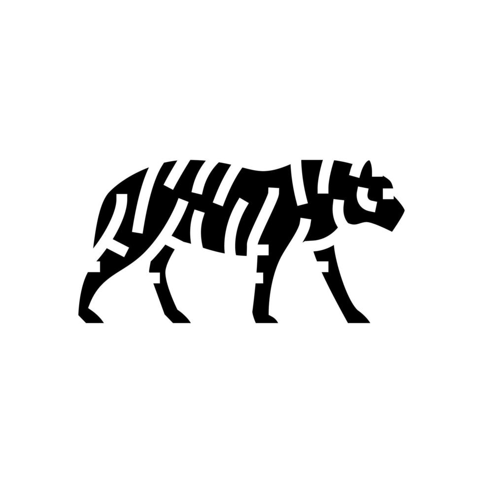 animal tigre en zoo glifo icono vector ilustración